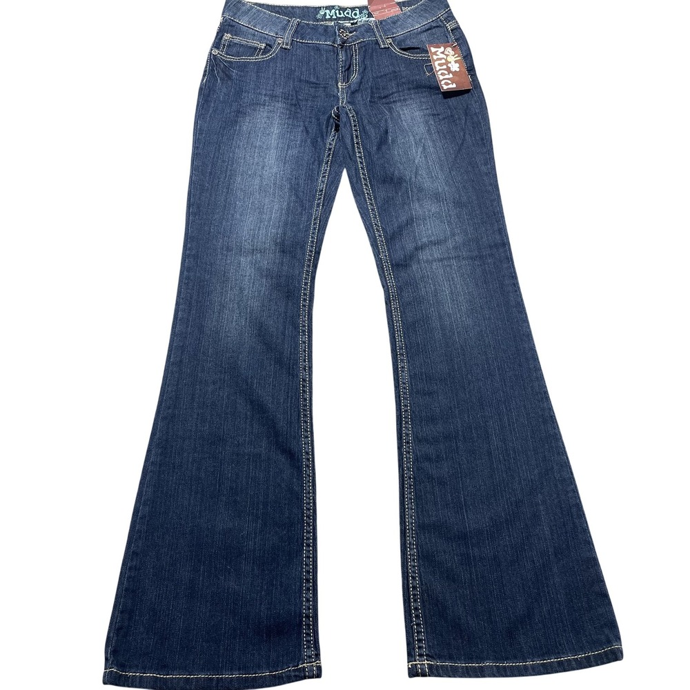 Mudd Jeans Juniors 7 Blue Med Wash Low Rise Bootcut Stretch Denim 30x32